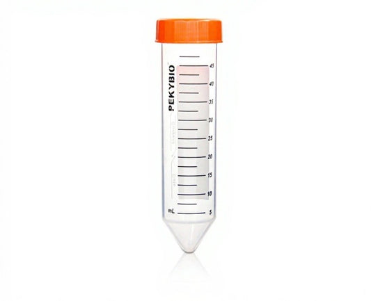 Centrifuge Tube with Orange seal screw cap, Conical Bottom, Clear Sterile 50pieces/bag, 10bags/carton Vacuum Packed